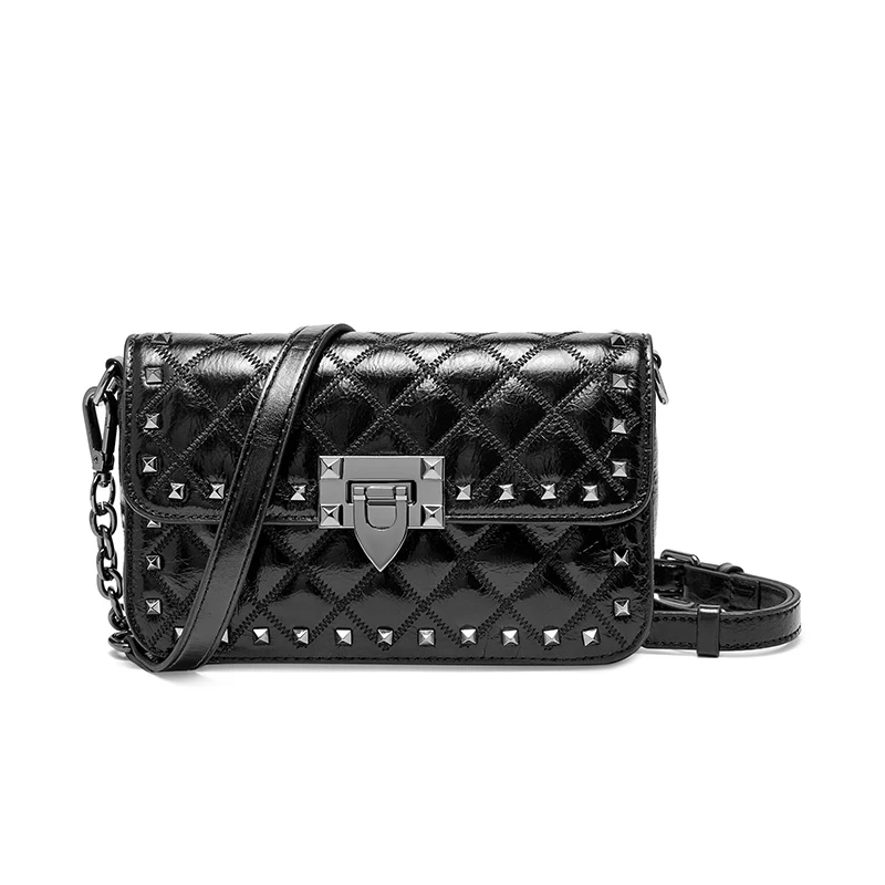 

Flap women mini shoulder bag genuine cowhide leather fashion rivet crossbody bag travel teenage high quality new design 2019