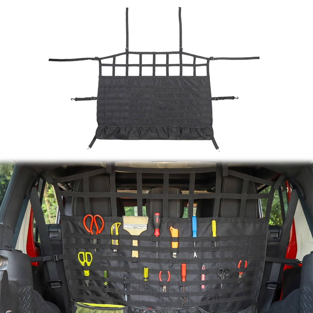 Voor Jeep Wrangler JK Auto Kofferbak Rugleuning Gereedschap Opbergtas Opknoping Netten Pocket Container Opruimen Interieur Accessoires Voor Jeep Wrangler JK Auto Kofferbak Rugleuning Gereedschap Opbergtas Opknoping Netten Pocket Container Opruimen Interieur Accessoires