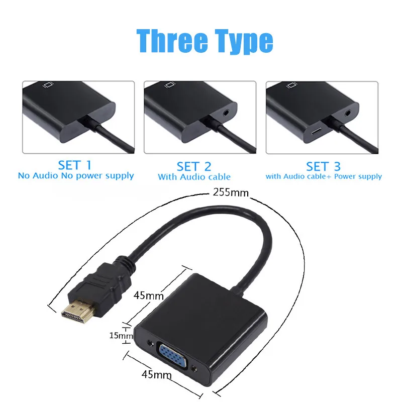 HDMI-   ġִ VGA ̺ ȯ ȣȯ HD Male To VGA Female ȯ , º Ʈ PC TV 