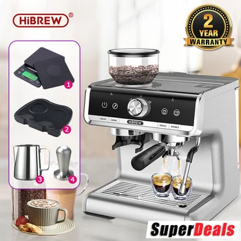 HiBREW  Barista Pro 19Bar Conical Burr Grinder Bean to Espresso  Commercial Level Espresso Maker Full Kit Cafe Hotel Restaurant 1