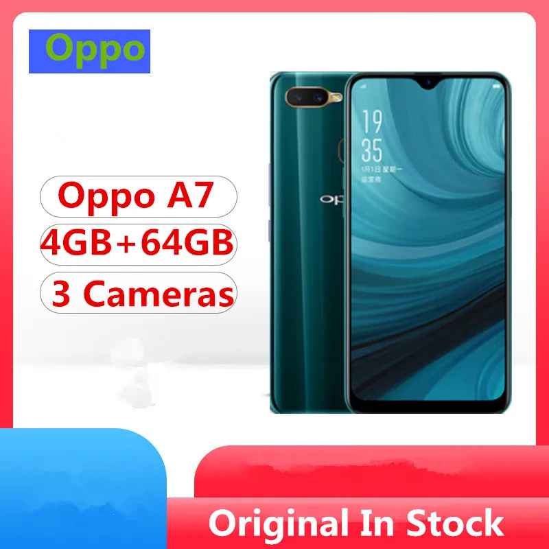 

Oppo A7 4G LTE Smart Phone Snapdragon 450 Android 8.1 6.2" Dropwater Full Screen 16.0MP+13.0MP+2.0MP 4230Mah 4GB RAM 64GB ROM