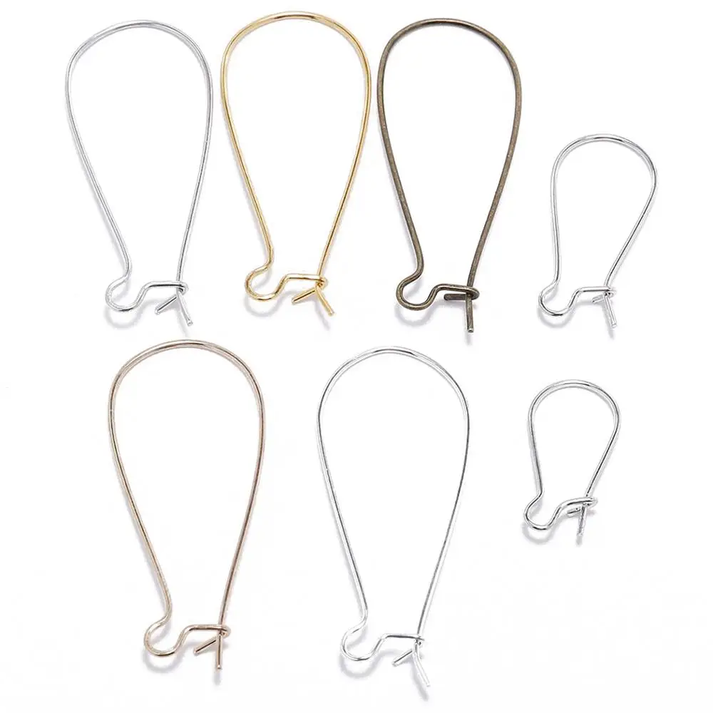 

50pcs 18x10 12x25 16x38 Earring Hooks Gold Silver Bronze Color Metal Wire Clasps for Jewelry Earring Making Findings Supplies