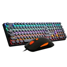 Para o mágico 1505 retro redondo keycap 108 chave do computador escritório comer frango com fio teclado e mouse conjunto eixo verde