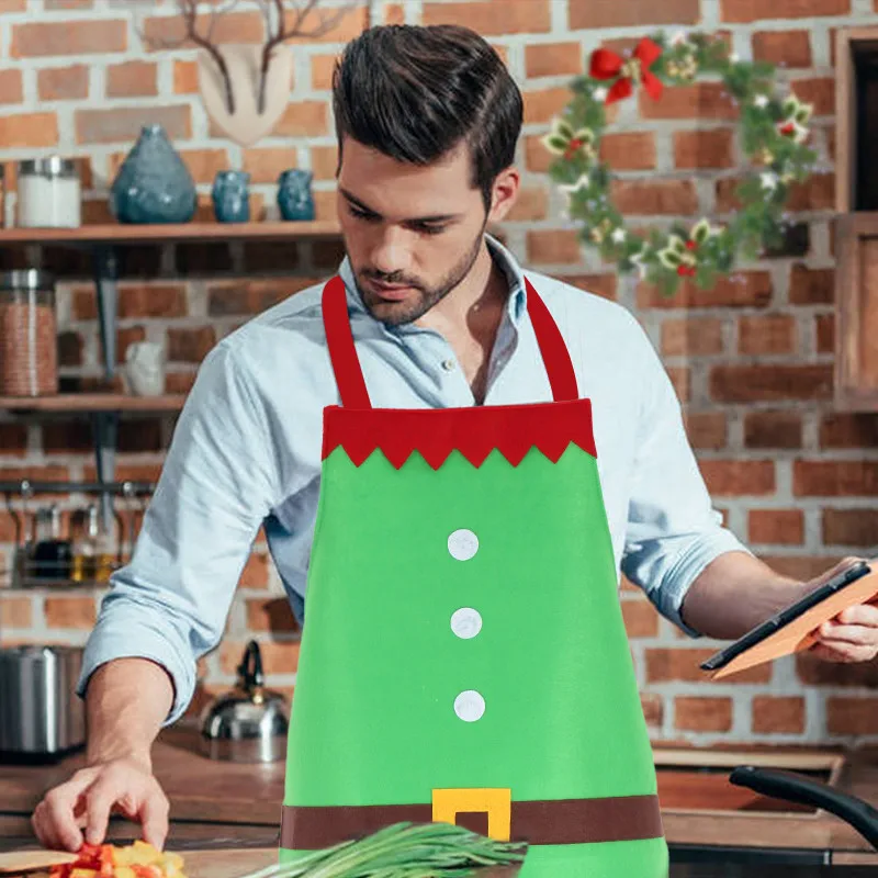 Christmas Aprons Adult Santa Claus Elf Apron for Women Men Dinner Evening Party Decorations Xmas Festival Suppliers Christmas