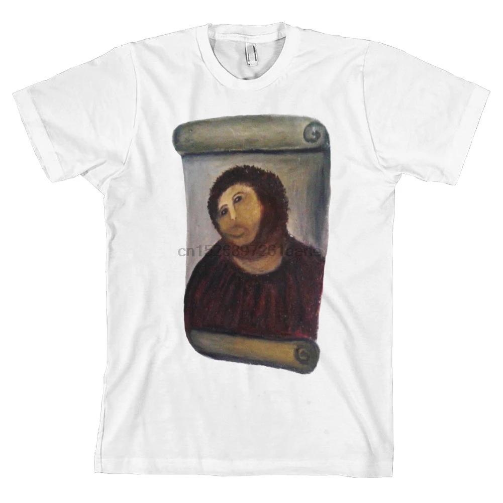 

Ecce Homo Botched Painting T Shirt Potato Jesus Meme 4chan Funny Spain Tee New Harajuku Summer 2020 Tshirt