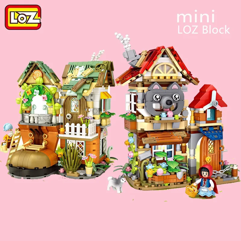 

LOZ 1226 Forest Cabin Shoe House Rabbit Animal Flower Tree 3D Model DIY Mini Blocks Bricks Building Toy For Children Gift 1223