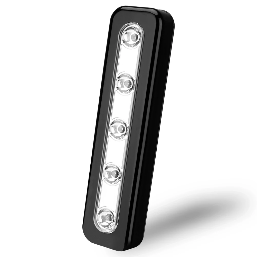 5 светодиодов беспроводной Ночной светильник под шкаф кухонный кнопочный сенсорный Ночной светильник лампа на батарейках AAA