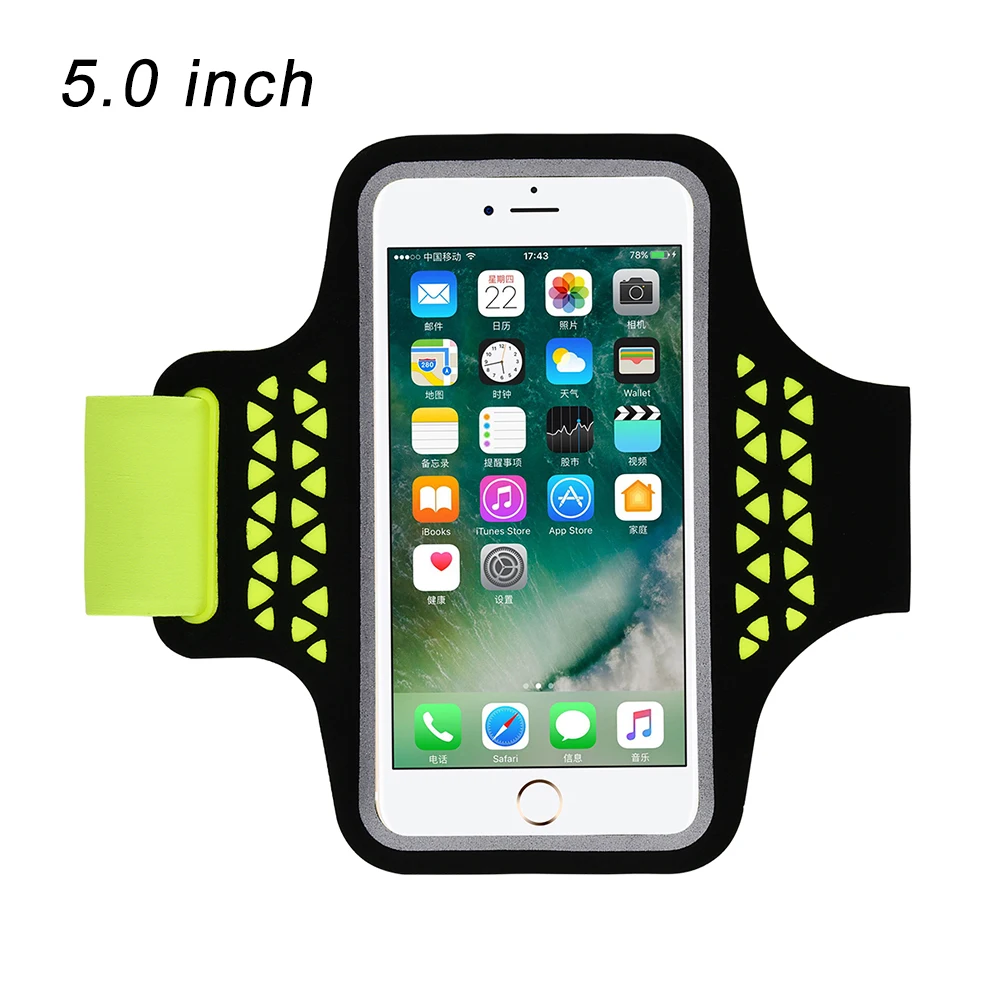 Спортивный чехол для бега на руку для iPhone 11 Pro XS Max X XR 7 8 6 6S Plus samsung Galaxy S10 S9 S8 Xiaomi чехол для телефона с сенсорным экраном - Цвет: Green M Size