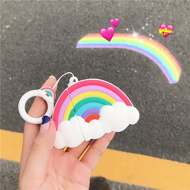 

For AirPod 2 Case 3D Girl Rainbow Cartoon Soft Silicone Wireless Earphone Cases For Apple Airpods Case Cute Cover Funda