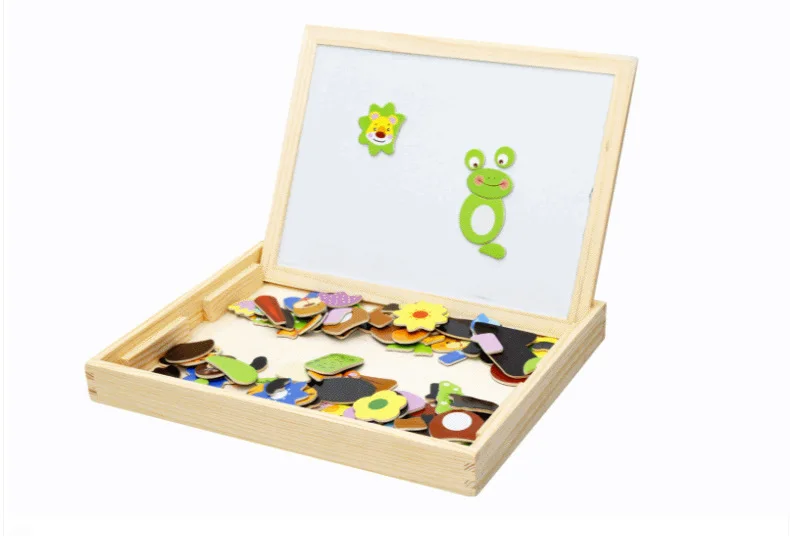 Multifunctional wooden clipboard double sided magnetic puzzle toy puzzle animal puzzle toy children's children's gift M45