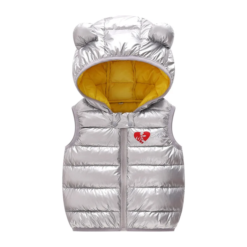 

Fashion children autumn winter clothes space silver down cotton vest 2019 new boy and girl down vest Kids solid color coat vest