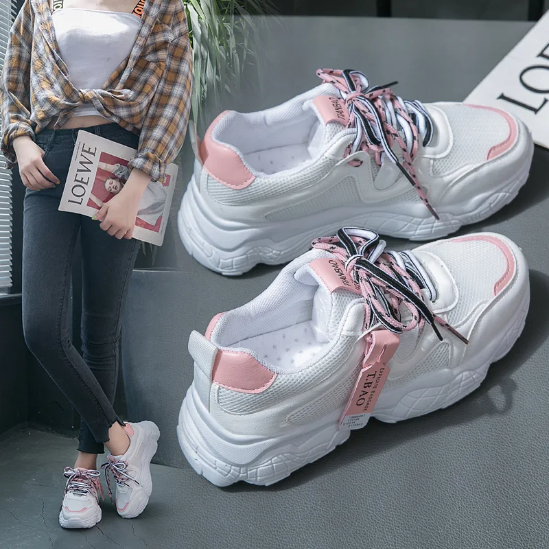 

Women Chunky Sneakers Fashion Platform Sneakers White Ladies Brand Designer Casual Shoes Woman Leather Sports Dad Shoes Female