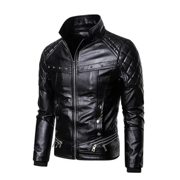

2020 New Men's Leather Jackets Autumn Winter Casual Motorcycle PU Jacket Biker Leather Coats Fashion Zipper Coat Male Outwear
