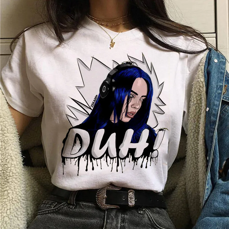 Billie eilish женская футболка Забавный корейский стиль ulzzang I Am A Bad Мужская футболка Повседневная летняя harajuku женская футболка с коротким рукавом - Цвет: 537