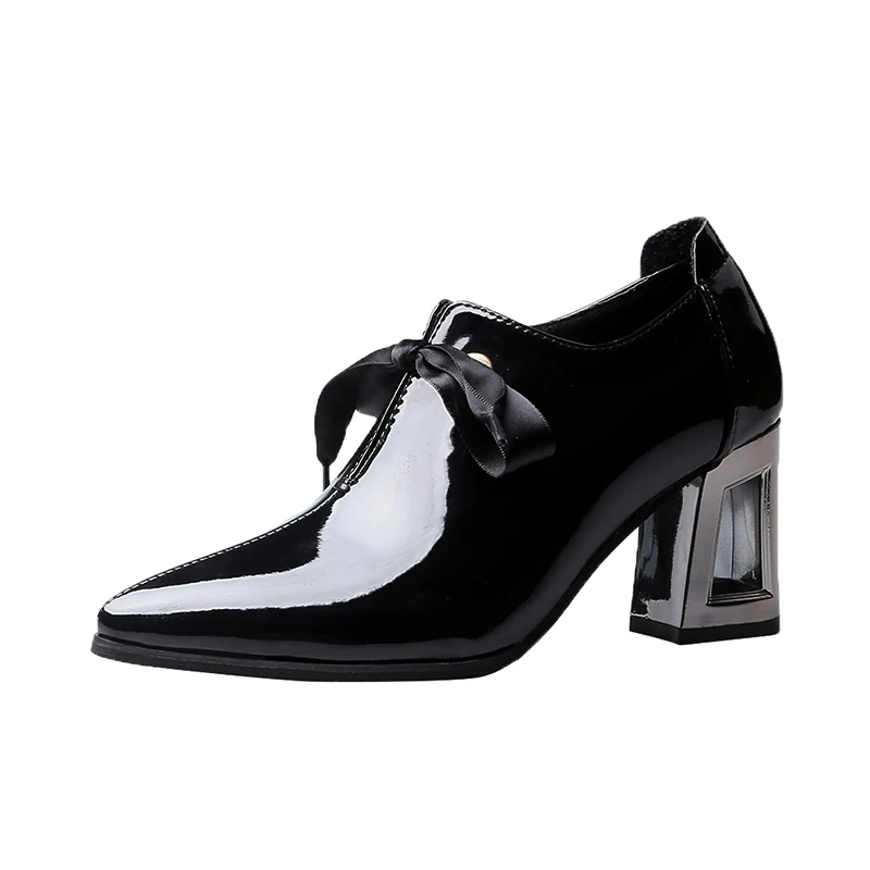 Женские осенние ботильоны; женская обувь черного и бежевого цвета на высоком каблуке с острым носком; женская обувь на шнуровке; F90336 - Цвет: Черный
