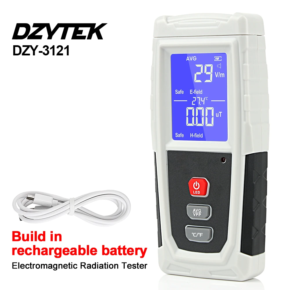 DZYTEK Electromagnetic Field Radiation Detector Tester Emf Meter Rechargeable Handheld Counter Emission Dosimeter Computer
