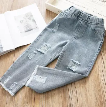 

2020 new arrival girls denim holes pants spring fashion girls jean pants 2-7t HM194