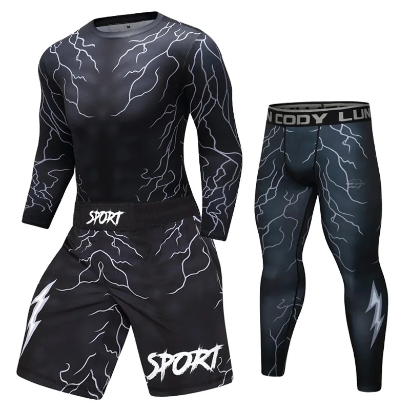 BJJ MMA спортивный костюм Рашгард джиу джитсу компрессионные Майки+ штаны Боксерский набор Муай Тай беговые футболки брюки костюмы для кунг-фу - Цвет: CCD-10