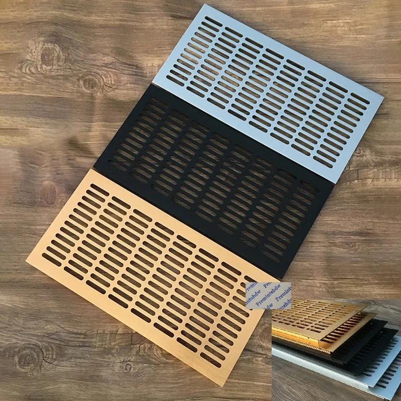 200mm 8" Wide Rectangle Aluminum Air Vent Grille Cover Louvre Ventilator Furniture Shoe Closet Silver Matte Black Golden