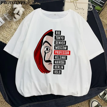 

La Casa De Papel Graphic Tees Ulzzang Funny T Shirt Harajuku BELLA CIAO Letters Printing Money Heist House Of Paper Women Tshirt