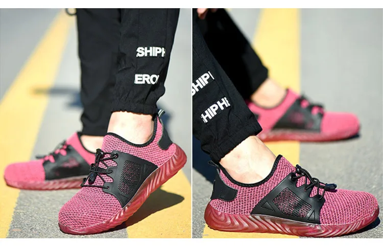 Safety Shoes Breathable Mesh Steel Toe Cap Labor Shoes Summer Lightweight Work Anti-smashing Stab-resistant Protective Footwear (22)
