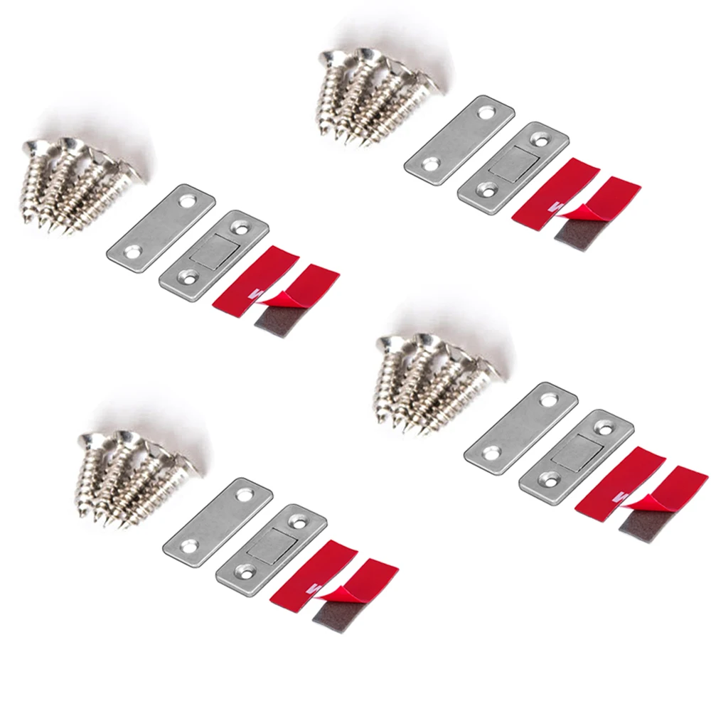 

4Set Magnetic Cabinet Catches Strong Door Closer Magnet Catch Latch for Furniture Wardrobe Cupboard with Screws Ultra Thin
