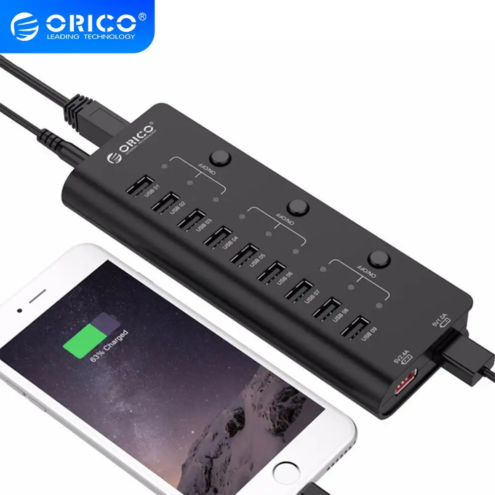 Высокоскоростной usb хаб ORICO разветвитель концентратора USB 2 0 с 9 портами