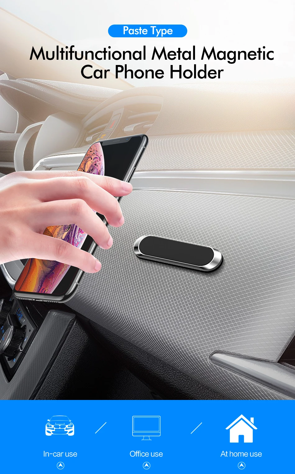 ROCK мини-магнитный автомобильный держатель для телефона в форме полосы, алюминиевая подставка для мобильного телефона, крепление для iPhone XS MAX samsung S9 S10 Xiaomi