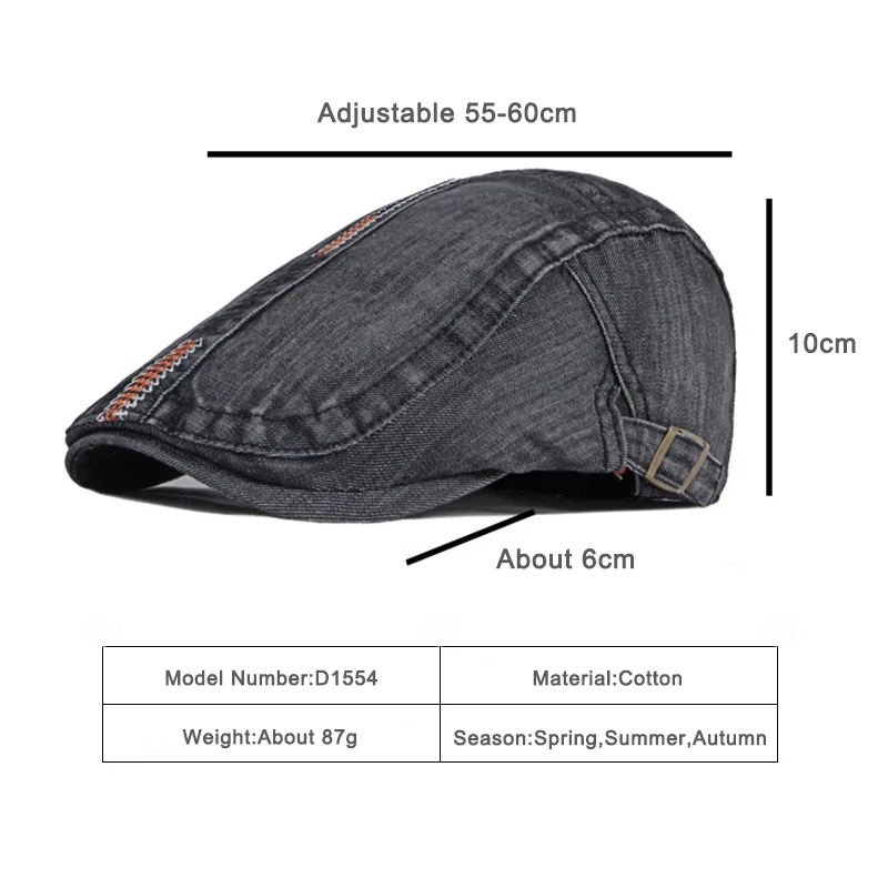 mens wool beret hat Washed Denim Berets Hat For Men Women Spring Summer Peaked Flat Cap Cabbie Duckbill Hat Herringbone Newsboy Cap boina masculina beret hunting cap