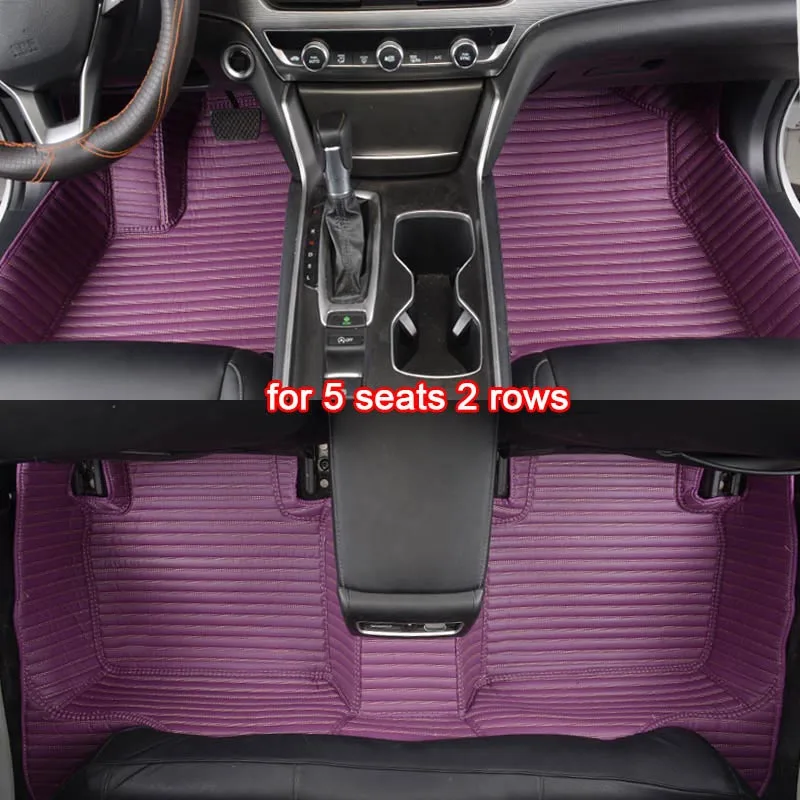 KADULEE пользовательские автомобильные коврики для Volkswagen passat polo VW golf tiguan jetta touran touareg EOS, автомобильные стильные автомобильные коврики для ног - Название цвета: purple 2 rows