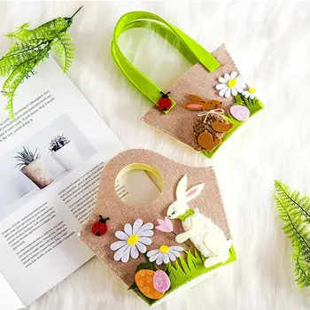 

2019 HOT Female Easter Handbag Lovely Rabbit Egg Decorated Cotton Shoulder Pack