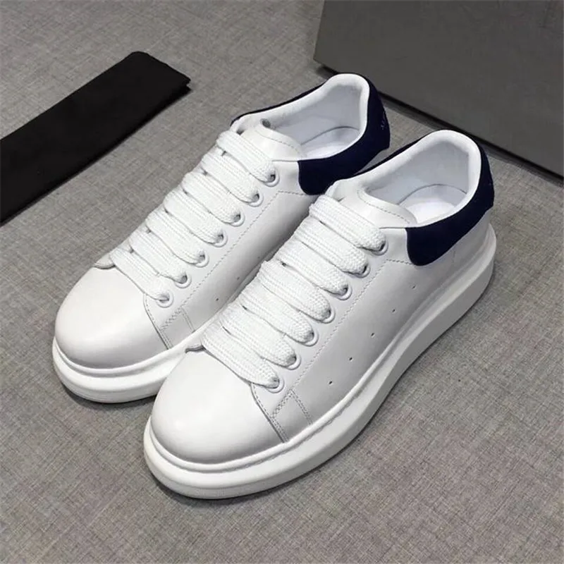 

simple style white black shoes colorful tail Genuine Leather Men women Casual Shoe comfortable Breathable lace up lovers Sneaker