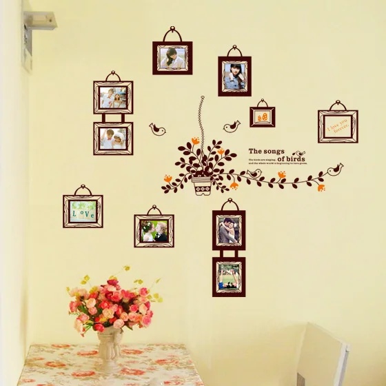 Стиль производители AY9224 милая маленькая рамка птица гостиная спальня наклейки на стену пятое поколение ПВХ Съемный