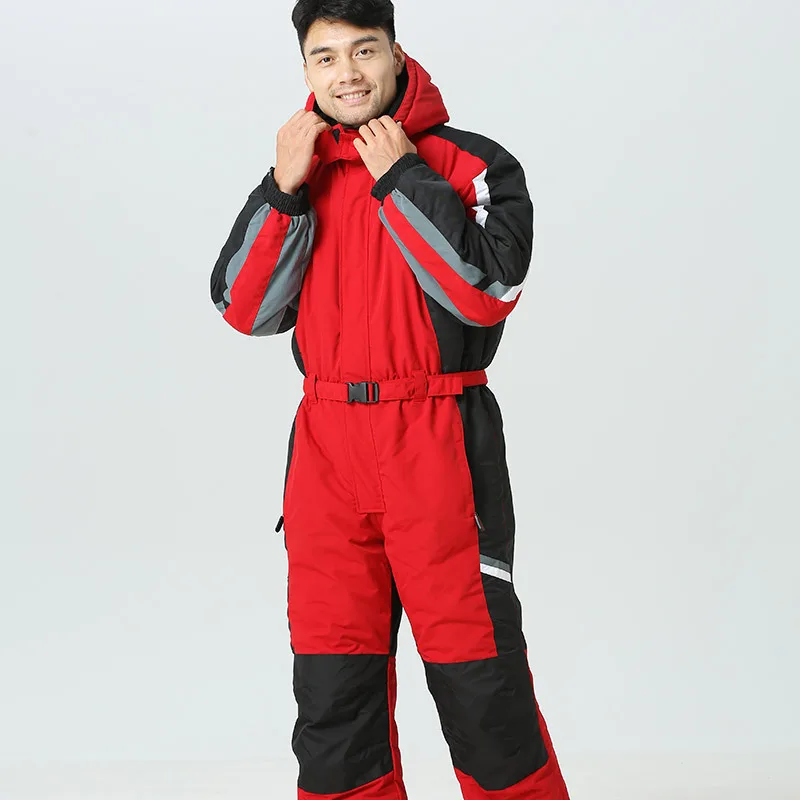 SAENSHING зимний лыжный костюм для мужчин цельный зимний комбинезон водонепроницаемый толстый теплый сноуборд куртка Сноубординг брюки горные лыжи - Цвет: red