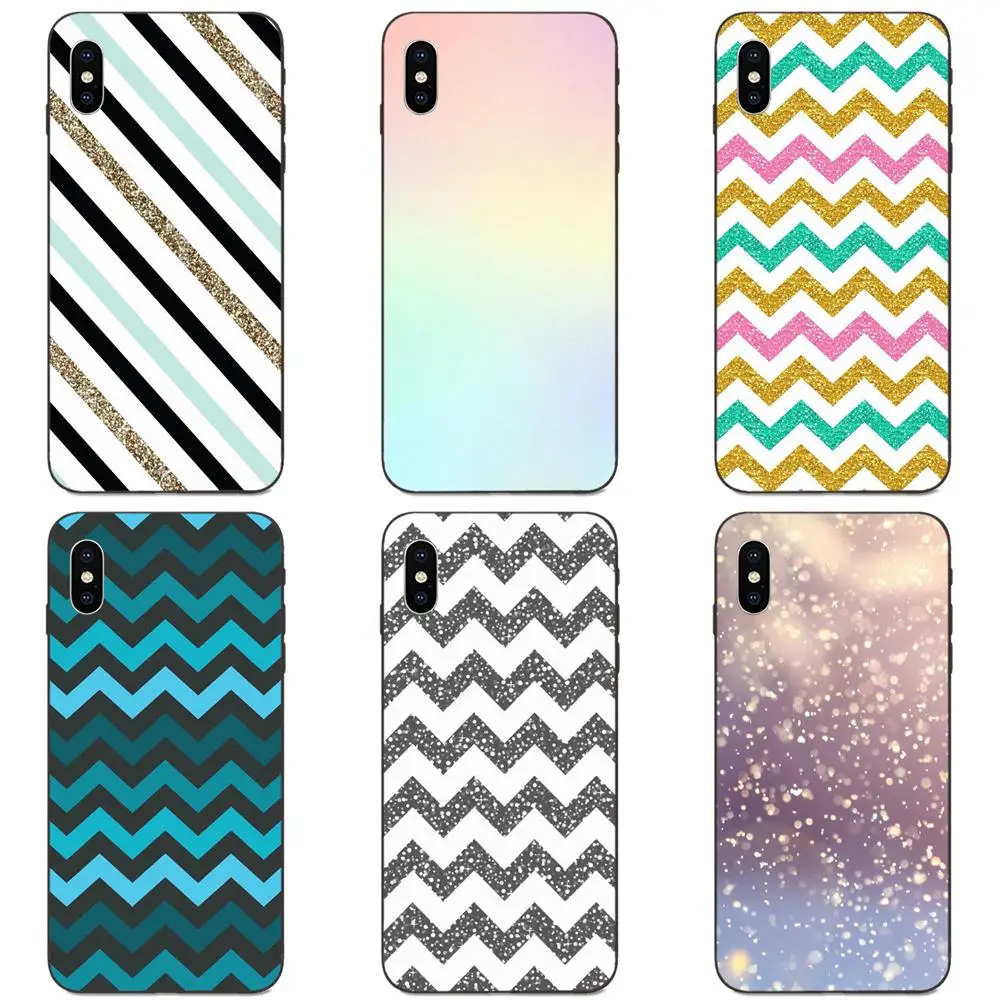 Резиновый мягкий ТПУ чехол для телефона Xiaomi Redmi Mi Note 2 3S 8 9 Lite SE Pro Gold Waves X Black Chevron Teal