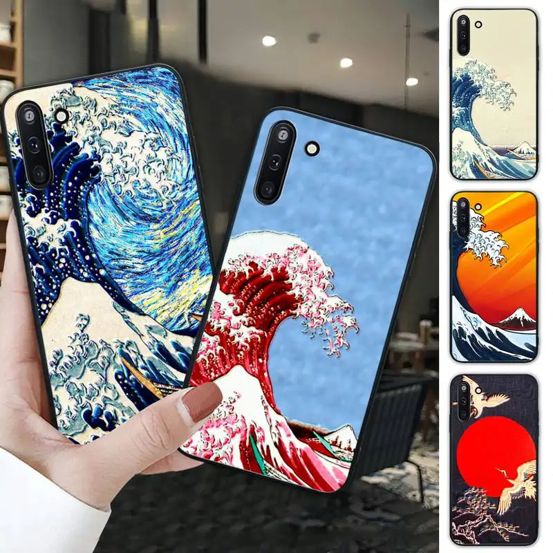 Волнистый японский рельефный Арт Черный силиконовый чехол для Samsung Galaxy J2 J3 J4 Plus J5