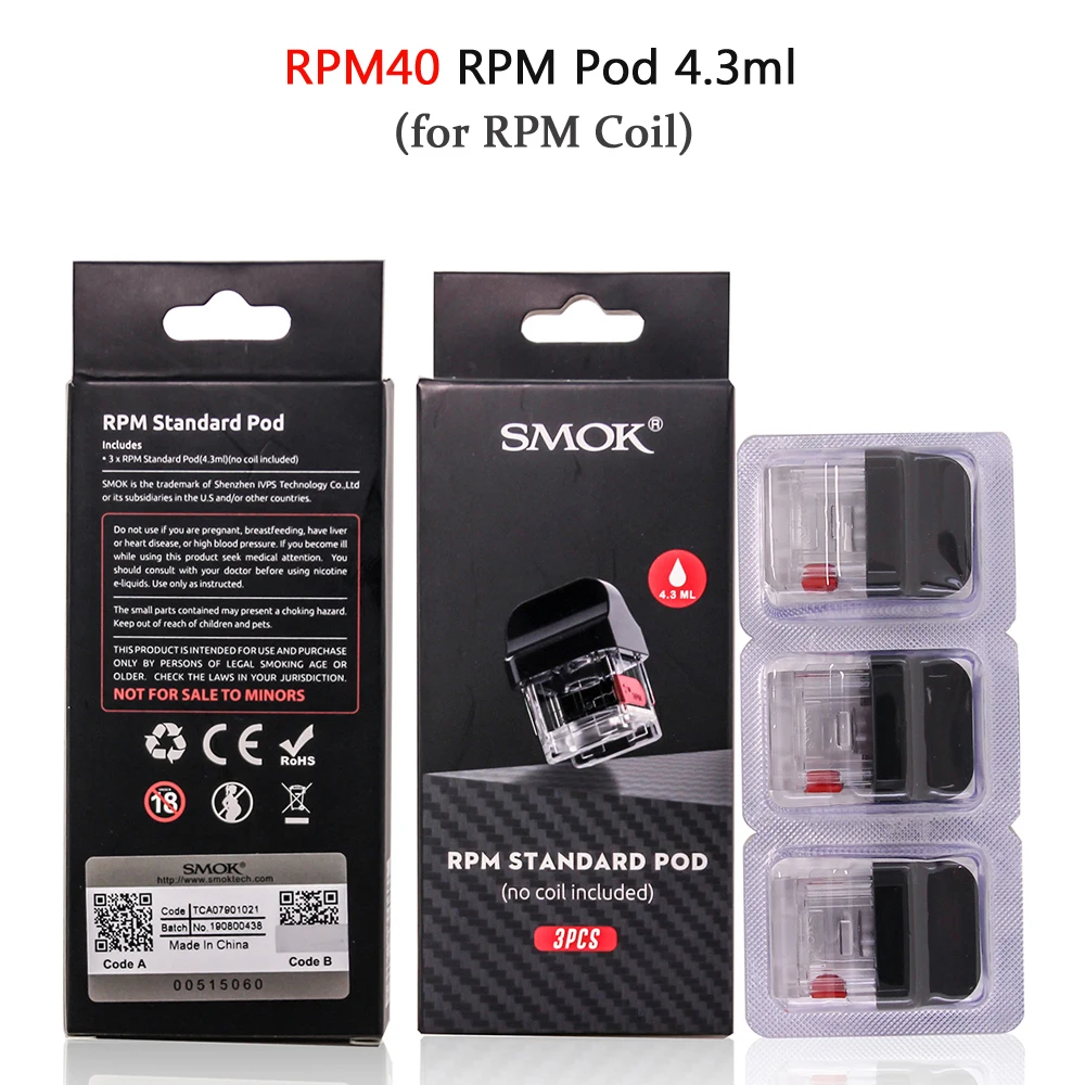 Оригинальный стандартный пустой картридж SMOK RPM40 Pods RPM 40 Nord Pod 4 5 мл без катушки