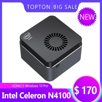 

TOPTON Smallest Mini PC Intel Celeron N4100 8GB LPDDR4 M.2 128GB/256GB/512GB/1TB AC WiFi BT HDMI2.0 Windows 10 Pro Nuc Computer