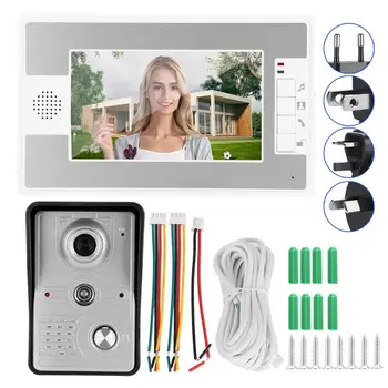 

7in Wired Video Doorbell Intercom TFT Screen Night Remote Access System 100-240V Access Control System