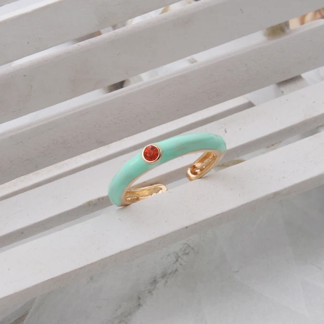 NeeFuWoFu Y2K Multicolor Enamel Dripping Oil Open Ring For Women, Adjustable  Gold Plated Chunky Finger Rings Party Jewelry Fluorescent Green