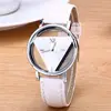 2022 Women Watches Fashion Triangular Unique Hollowed Dial Quartz Watches Blue Leather mannen horloge Dropshipping Cheap Price 6
