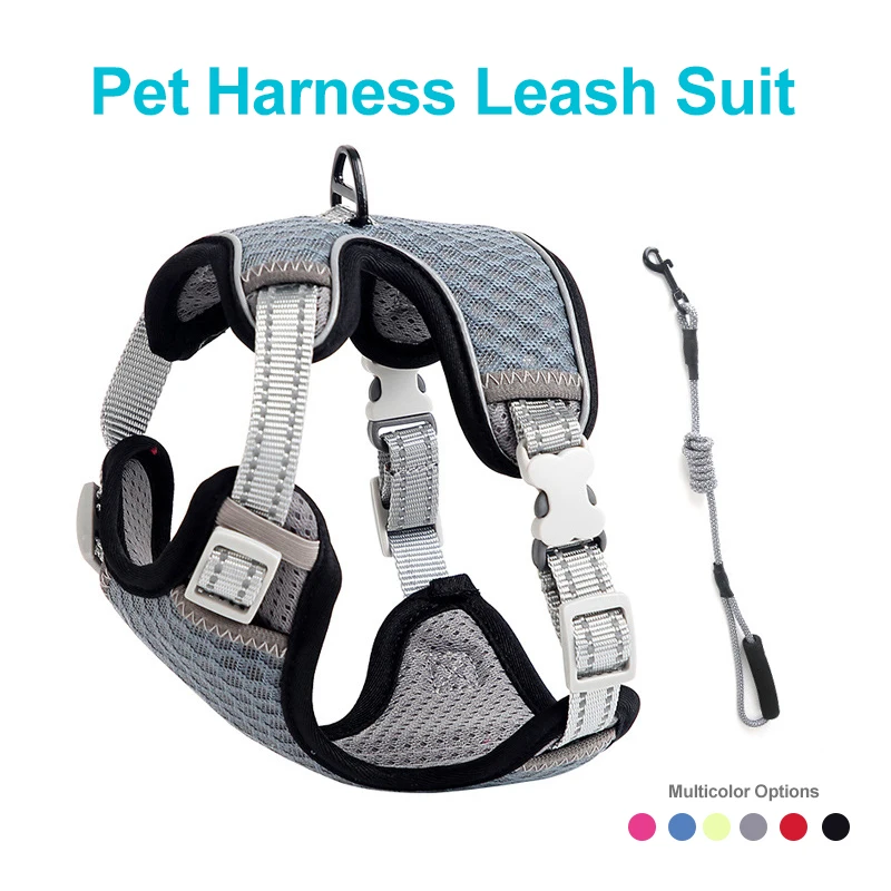 

Saddle Style Dog Harness Pet Vest Adjustable Reflection Night Walk Running Dog Hanresses Leash Suit Dogs Basic Harness Collars