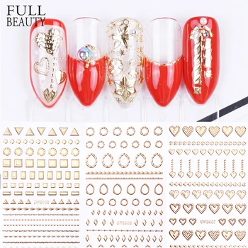 

1pc Gold Bronzing 3D Nail Sticker Geometry Star Slider Decals Straight Curved Liner Manicure Nail Art Products CHDP2001-2012-1