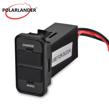 

Hot Dual USB Charger 12V 2.1A USB Car Charger Socket Dashboard For Suzuki Phone Charger Audio Port ABS