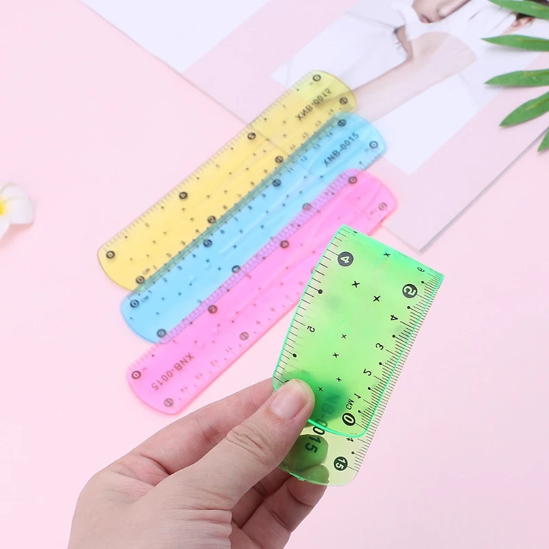 

1PCS Soft Ruler Multicolor Student Flexible Ruler Tape School Measure Tool 15cm Straight Ruler Office School Supplies