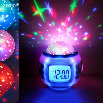 

Multifunctional LED Night Light Music Starry Led Projection Star Sky Lighting Projector Alarm Clock Calendar Best Gift For Kids