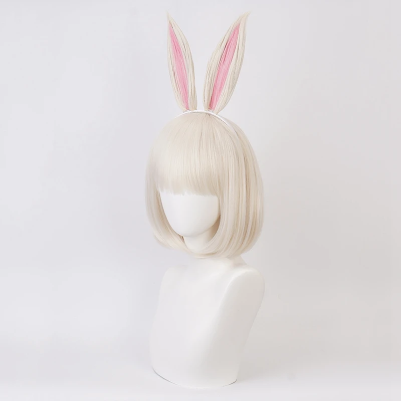 Details about   BEASTARS Haru Cosplay Silver white Wig rabbit ears Synthetic Arrangement Hair 