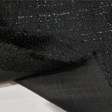 Настоящий черный с блестящей линией задняя сторона смешанный тканый твид цена за 1 метр