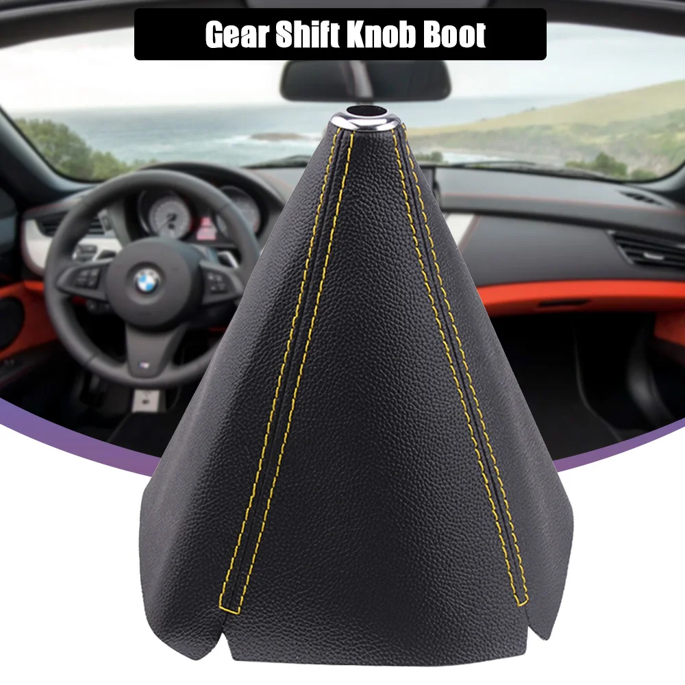 Gear Shift Knob and Car Shift Knob Cover Black Leather Keenso Car Gear