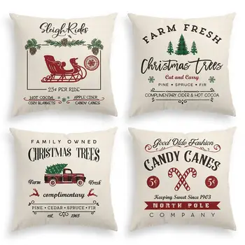 

Christmas Decorations Cotton Linen Cushion Cover 45*45cm Decoratives Cushions For Sofa Seater Covers Car Pillow Case
